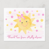 サンシャインウォーター色かわいいガーリーピンクサンキューカード (正面)