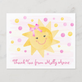 サンシャインウォーター色かわいいガーリーピンクサンキューカード