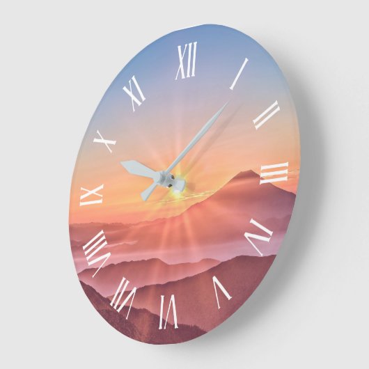 サンシャインエレガントマウンテンズのアートワーク |壁時計 ラージ壁時計 (傾斜)