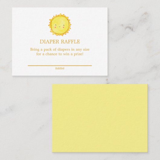 サンシャインオムツラッフルエンクロージャカードベビーシャワー 名刺 (正面/裏面)