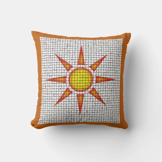 サンシャインオレンジイエローサンモザイクサウスウェスト クッション (正面)