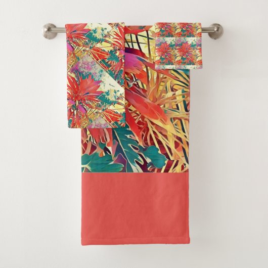 サンシャインオレンジグリーンブッシュグラフィックス紅葉 バスタオルセット (インサイチュ)