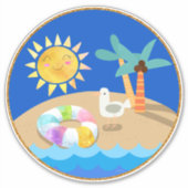 サンシャインオンビーチパームツリーズシーガル シール (正面)