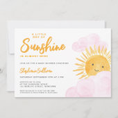 サンシャインガールの赤ちゃんシャワーの小さな光線 招待状 (正面)