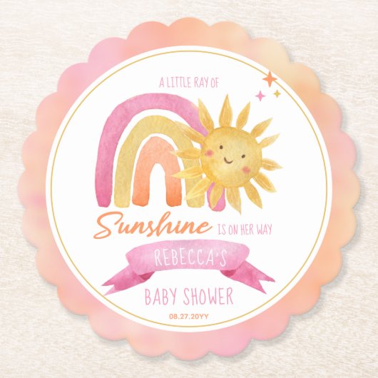 サンシャインガールベイビーシャワー ペーパーコースター (正面)