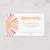 サンシャインガール赤ちゃんシャワーおむつラッフルカード エンクロージャーカード (正面)