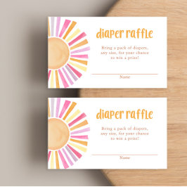 サンシャインガール赤ちゃんシャワーおむつラッフルカード エンクロージャーカード