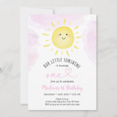 サンシャインクラウドピンクガールファースト誕生日 招待状 (正面)