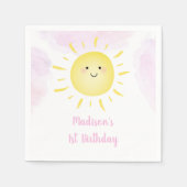 サンシャインクラウドピンクガール誕生日 スタンダードカクテルナプキン (正面)