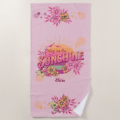 サンシャイングラフィックヴィンテージを名門私立校風の持ち込む ビーチタオル (正面)