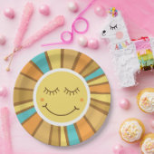 サンシャイングルービーレトロボホヒッピーのまわりにザサン ペーパープレート (パーティー)