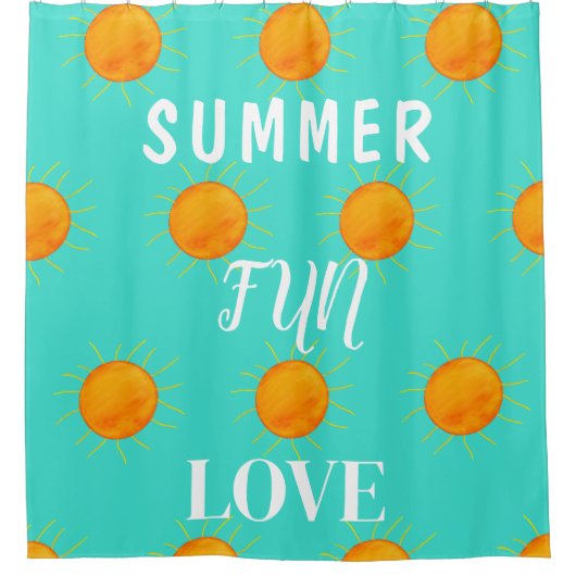 サンシャインサマーおもしろいラブターコイズ シャワーカーテン (正面)
