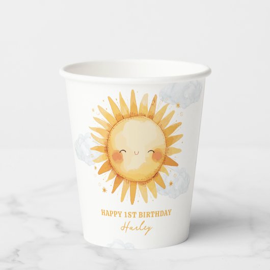 サンシャインサマー子供の誕生日パーティー 紙コップ (裏面)