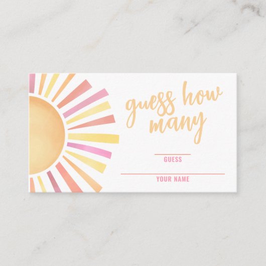 サンシャインサンガールベイビーシャワーの数を推測 エンクロージャーカード (正面)