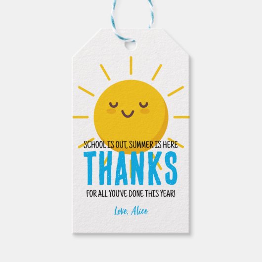 サンシャインサンキューサンキュー,夏の先生感謝 ギフトタグ (正面)