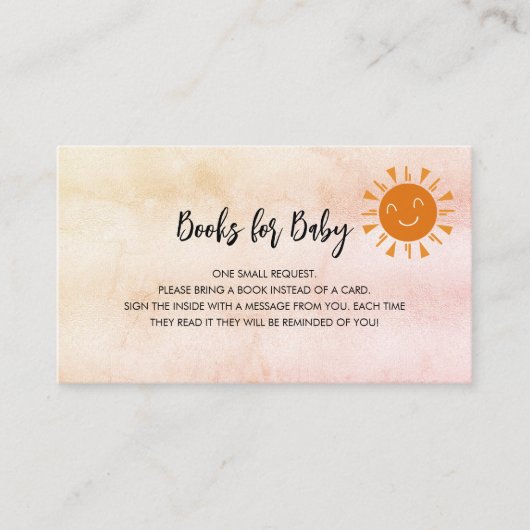 サンシャインサンバラ女の子の赤ちゃんシャワー本のリクエスト エンクロージャーカード (正面)