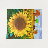 サンシャインサンフラワーフィールド素朴 – ファームハウス タペストリー (正面(横))