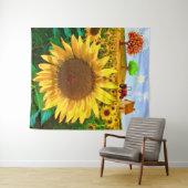 サンシャインサンフラワーフィールド素朴 – ファームハウス タペストリー (インサイチュ(横))