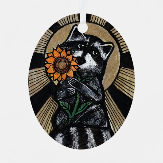 サンシャインサンフラワーラクーン メタルオーナメント (正面)