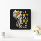 サンシャインサンフラワー前向き引用文エレファント スクエア壁時計 (ホーム)