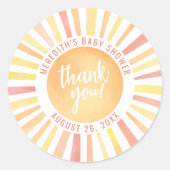 サンシャインサンベビーシャワーの小さな光線 ラウンドシール (正面)