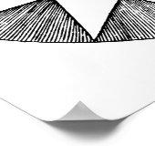 サンシャインサン顔ブラック&ホワイトアートプリント ポスター (角)