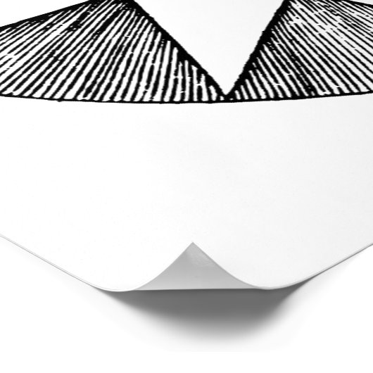 サンシャインサン顔ブラック&ホワイトアートプリント ポスター (角)