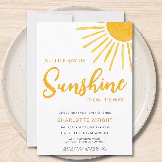 サンシャインジェンダー中立の赤ちゃんシャワー光線 招待状
