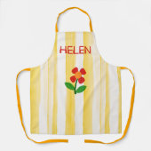 サンシャインストライプイエローの花BoHo Flower エプロン (正面)
