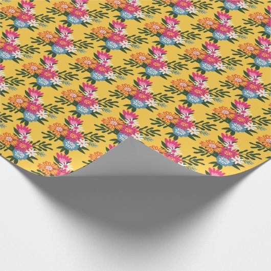 サンシャインソーリー |黄色のよくはしゃぐフローラ ラッピングペーパー (角)