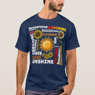 サンシャインタイポグラフィピースラブサンシャインサンフラワー Tシャツ