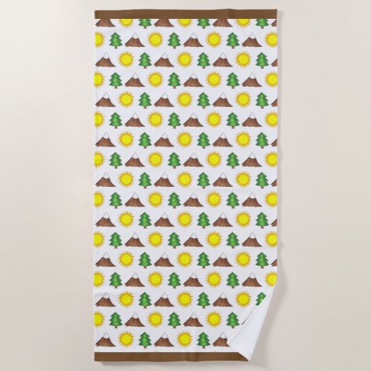 サンシャインツリーマウンテンハイキングウッズアウトドアキャンプ ビーチタオル (正面)