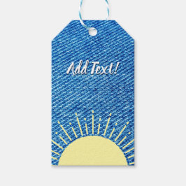 サンシャインデニムベビーシャワー背景カスタム ギフトタグ