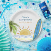 サンシャイントロピカルサーフィンベビーシャワー ペーパープレート (パーティー)