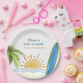 サンシャイントロピカルサーフィンベビーシャワー ペーパープレート (パーティー)