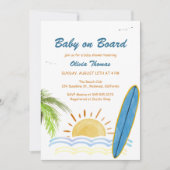 サンシャイントロピカルサーフベビーオンボードベビーシャワー 招待状 (正面)