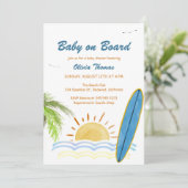 サンシャイントロピカルサーフベビーオンボードベビーシャワー 招待状 (スタンド正面)