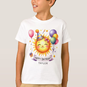 サンシャインハッピーバースデー名前をカスタムするボーイシャツ Tシャツ