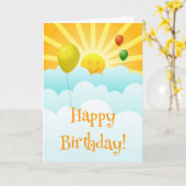 サンシャインハッピー顔とバルーン誕生日カード カード (黄色い花)