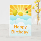 サンシャインハッピー顔及びバルーン誕生日カード カード (黄色い花)