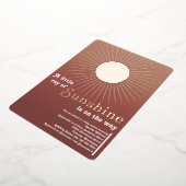 サンシャインバラ金ゴールドサンベビーシャワーフォイル招待状 箔招待状 (回転した状態)