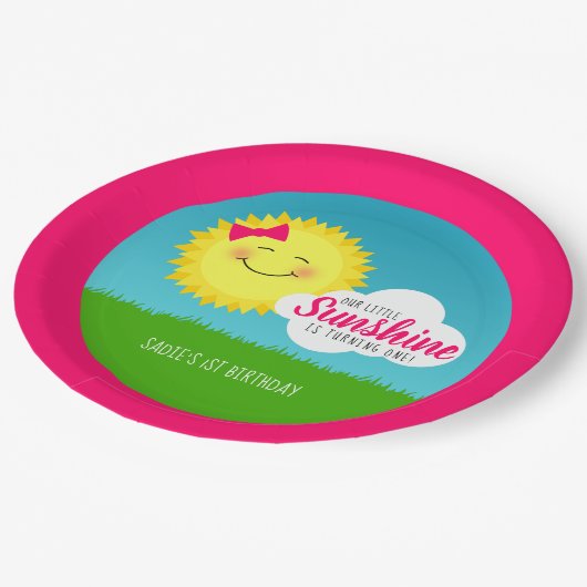 サンシャインバースデーパーティー ペーパープレート (アングル)
