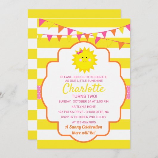 サンシャインバースデーパーティー 招待状 (正面/裏面)