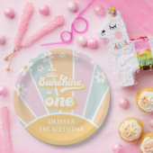 サンシャインパステルレトロデイジーボホ最初の誕生日 ペーパープレート (パーティー)