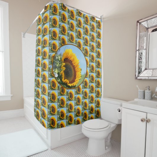 サンシャインパターンのひまわり シャワーカーテン (インサイチュ)