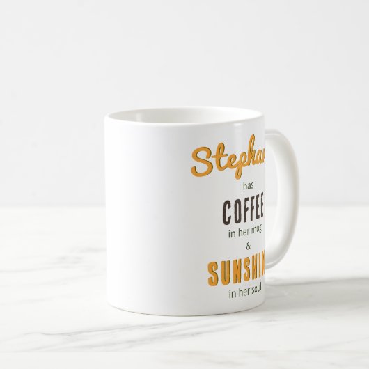 サンシャインパーソナライズされたソウルフローラかわいらしブーケ コーヒーマグカップ (正面右)