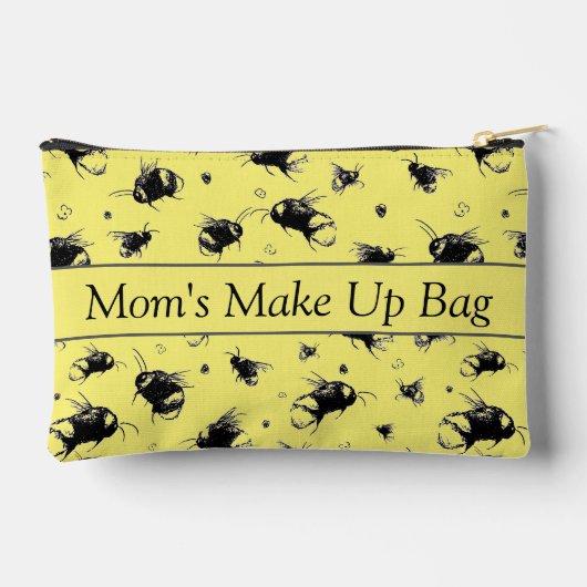 サンシャインパーソナライズされたビーイエローメイクアップバッグ アクセサリーポーチ (裏面)