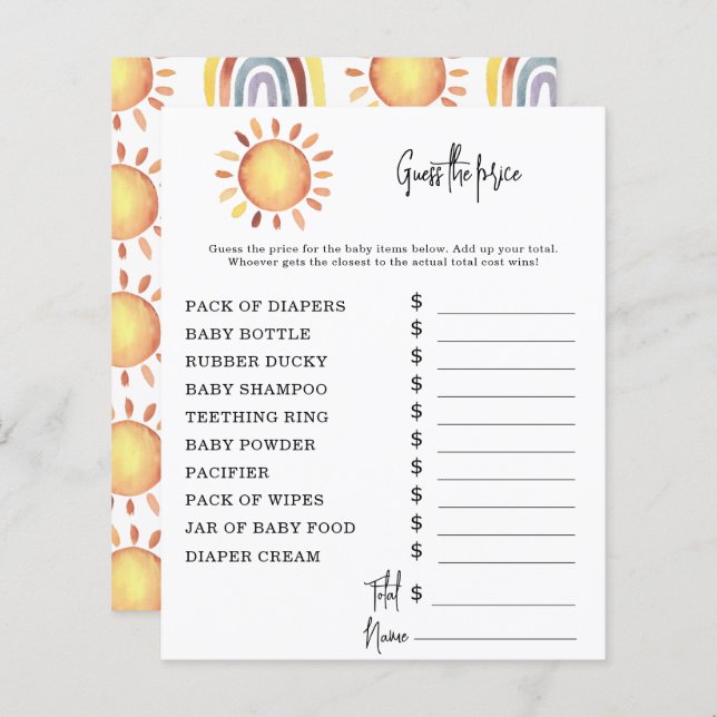 サンシャインパーティーゲーム |価格推測ゲーム (正面/裏面)