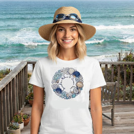 サンシャインパームとオーシャンタイブのビーチバイブスコースタル トライブレンドTシャツ