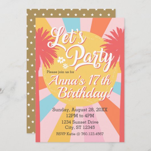 サンシャインパーム バースデー インビテーション (正面/裏面)